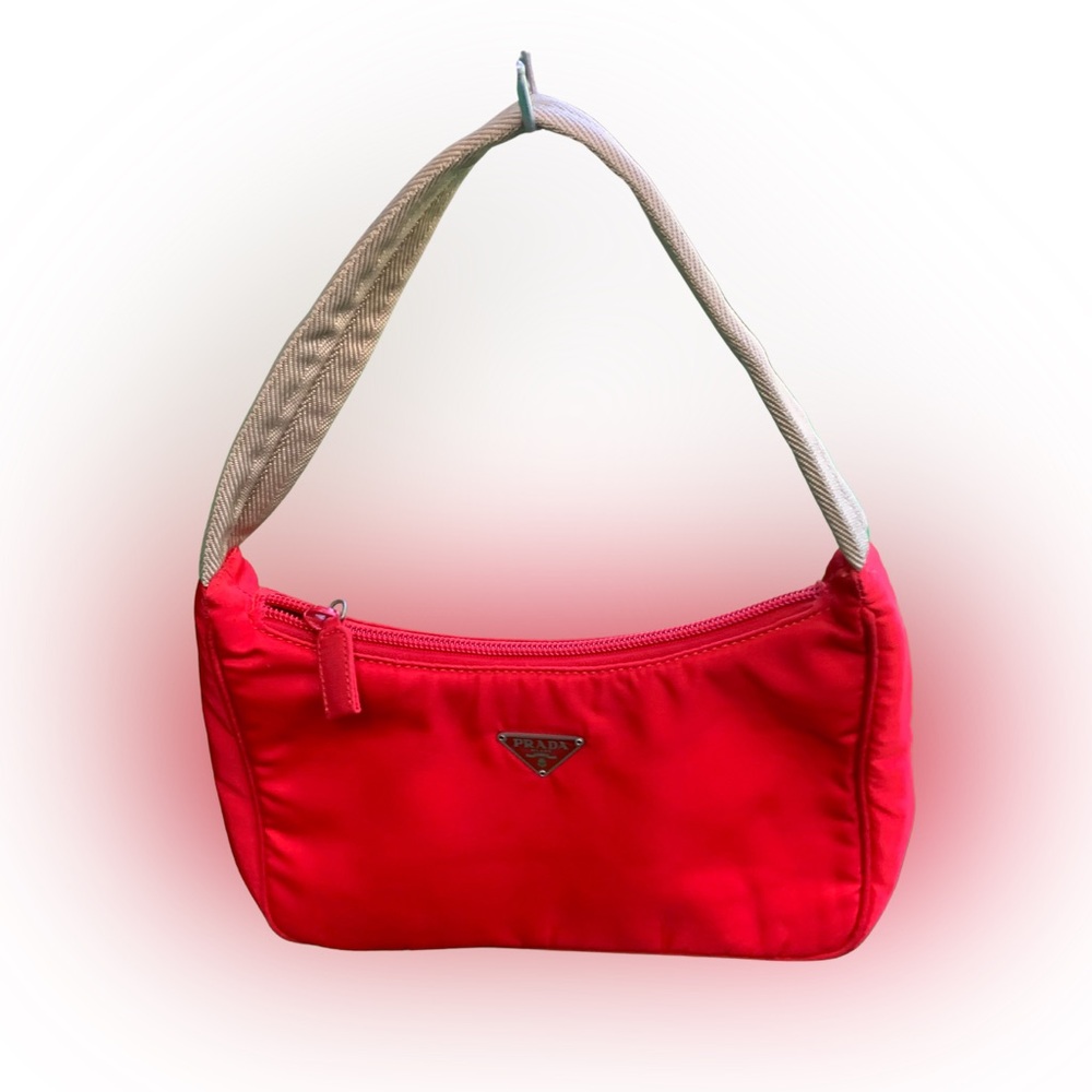 Authentic vintage prada nylon bag in cherry red